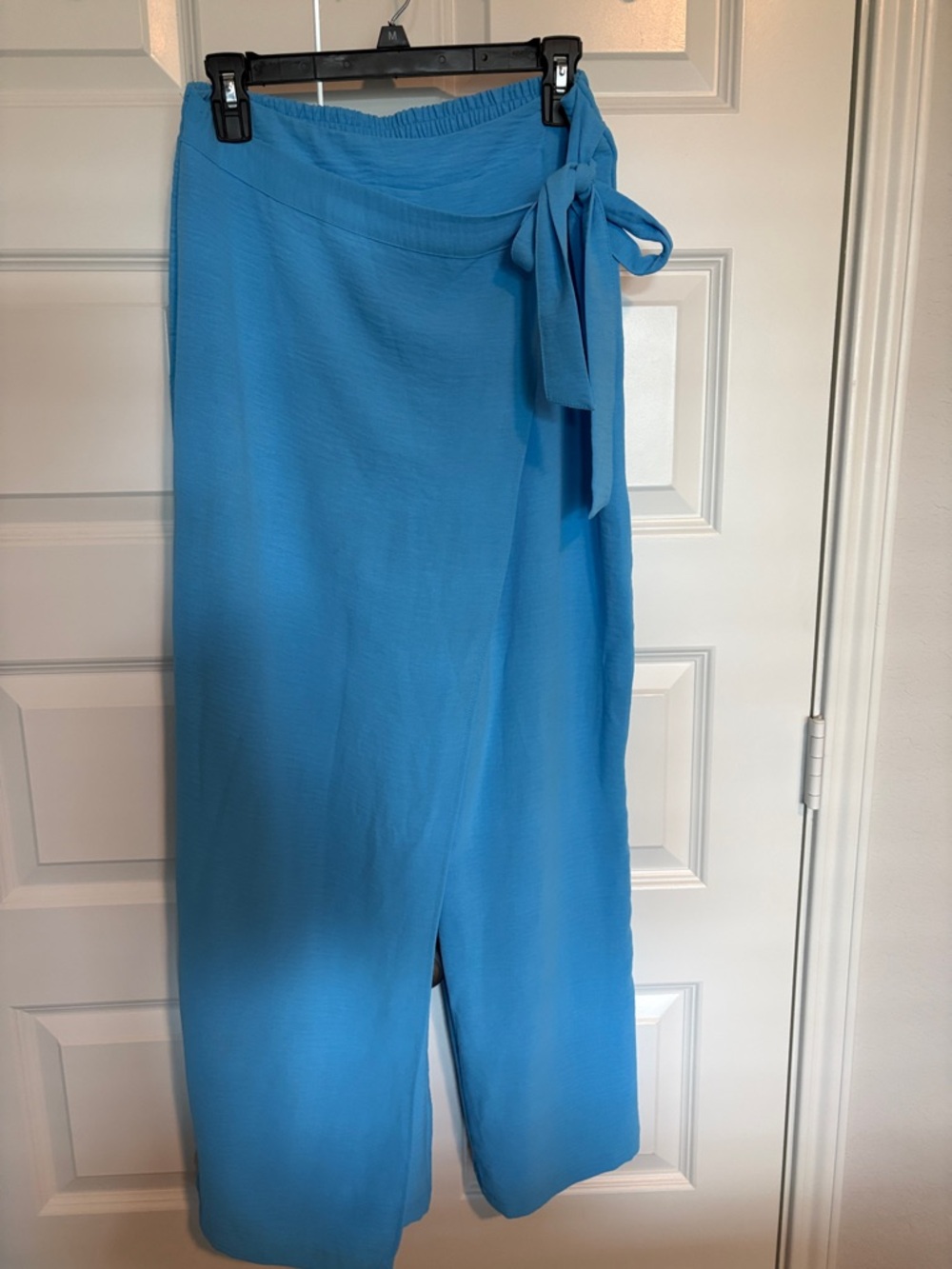 Sky Blue Tie-Waist Wide Leg Pants